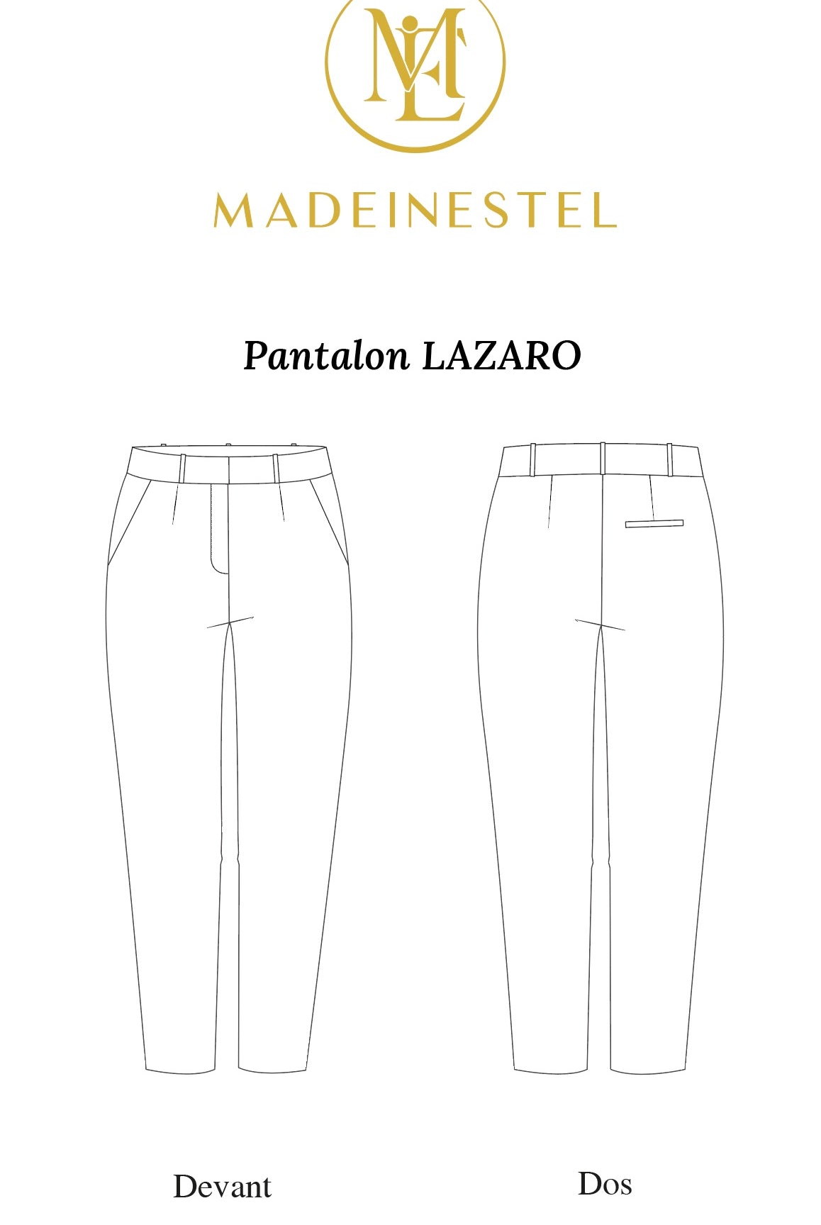 Patron couture pantalon LAZARO MADEINESTEL