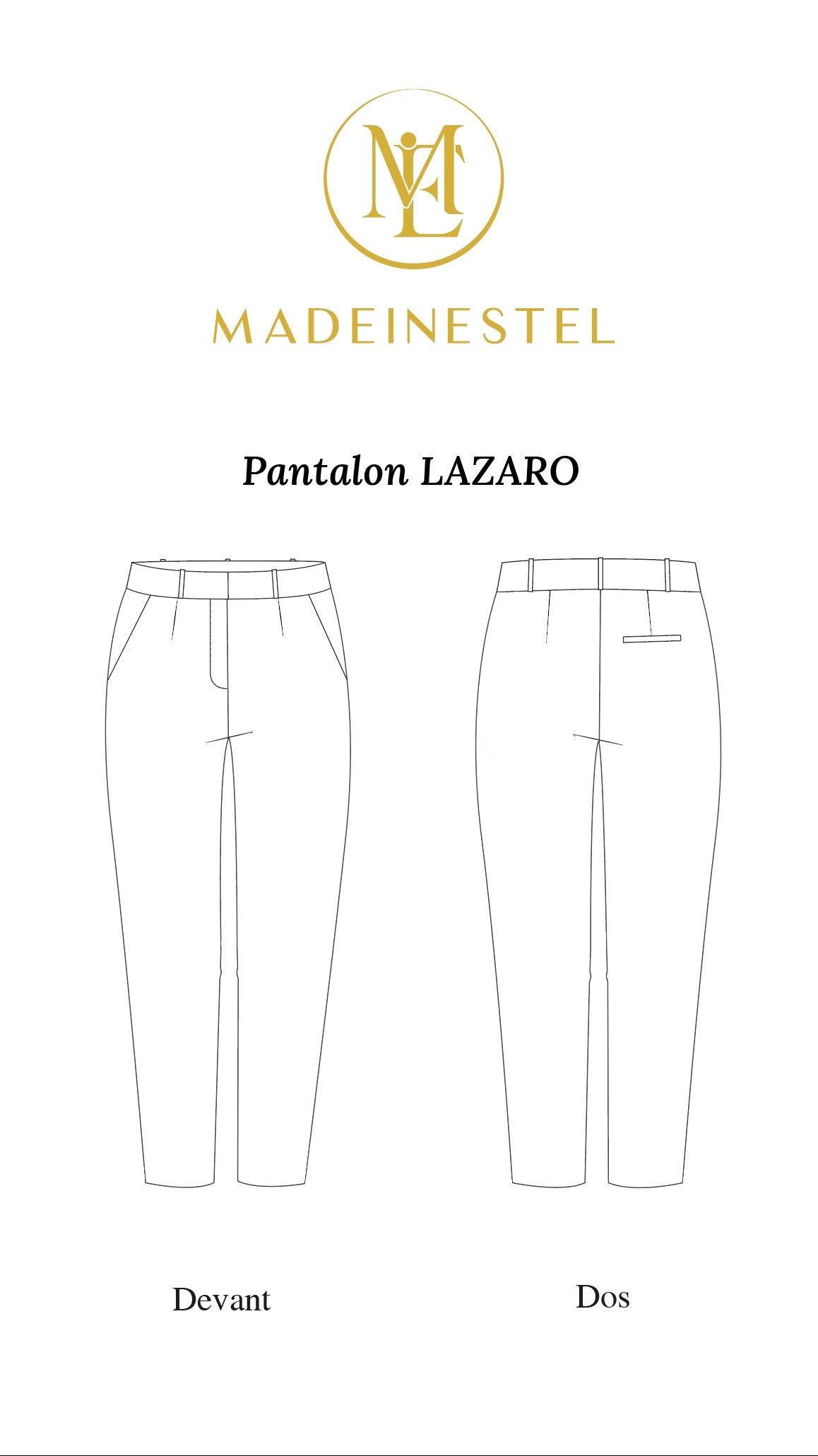 Patron couture pantalon LAZARO MADEINESTEL