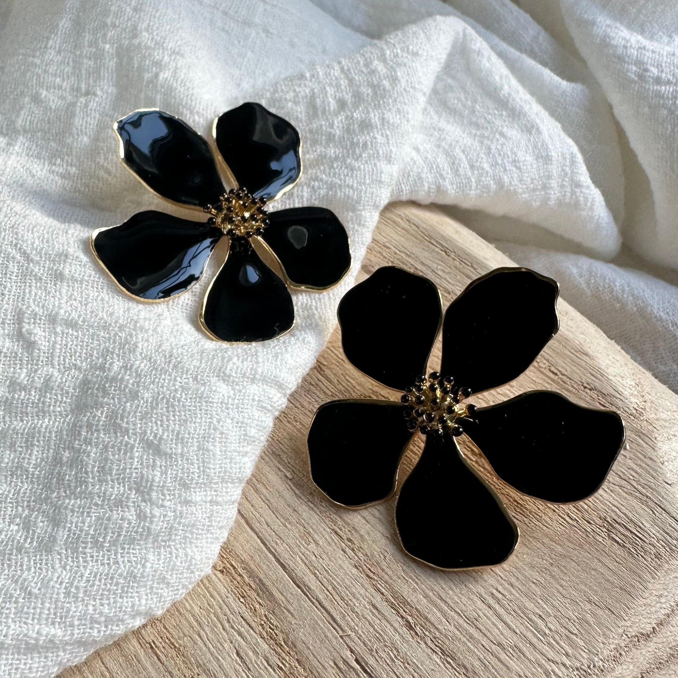 Boucles d'oreilles Flora Noir MADEINESTEL