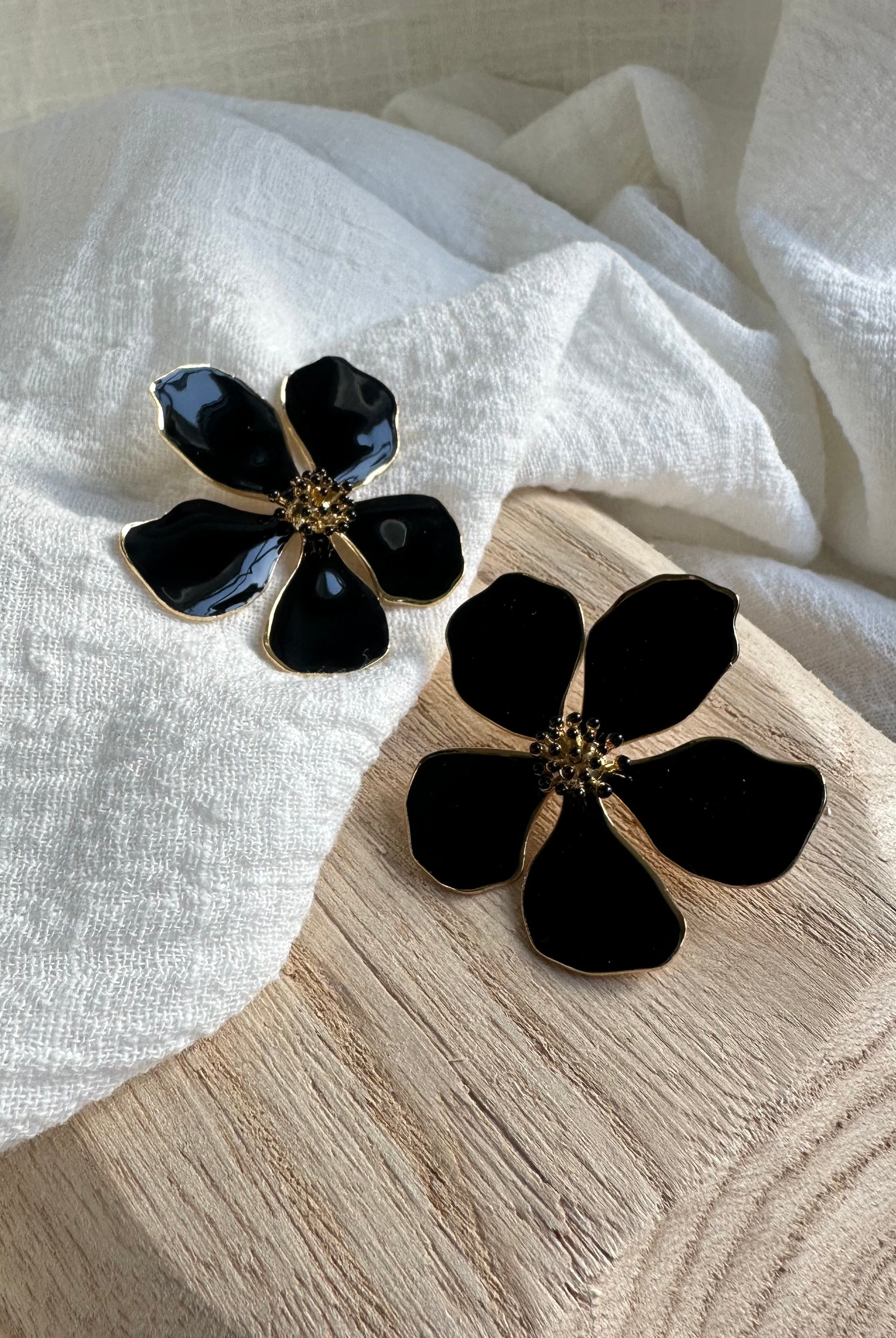 Boucles d'oreilles Flora Noir MADEINESTEL