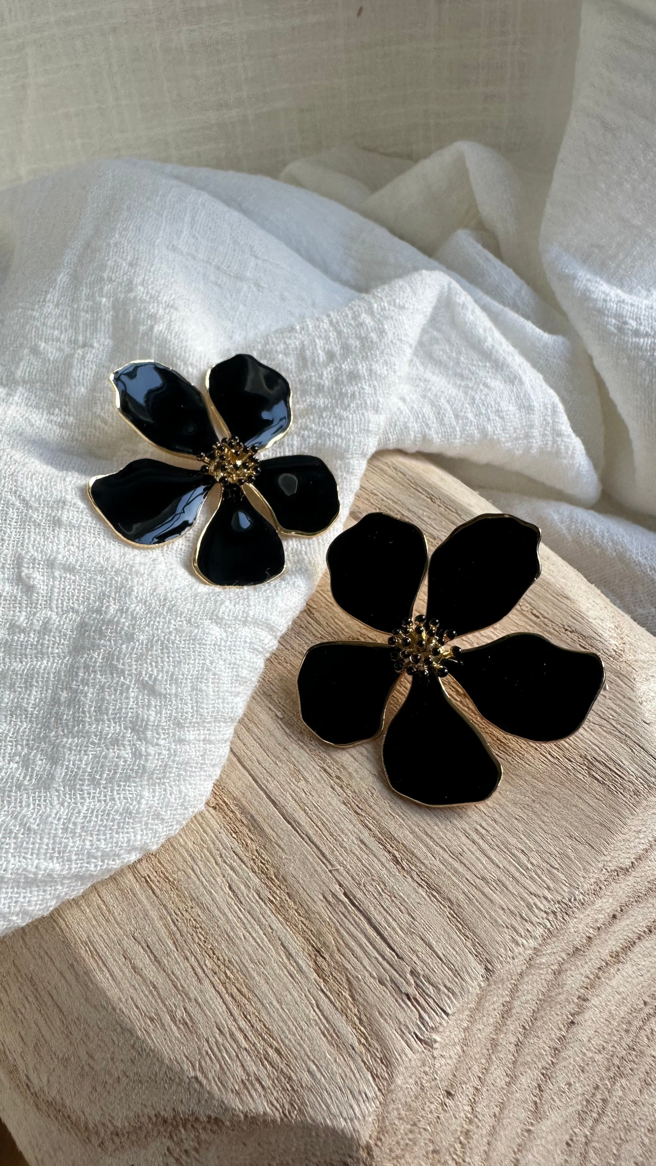 Boucles d'oreilles Flora Noir MADEINESTEL
