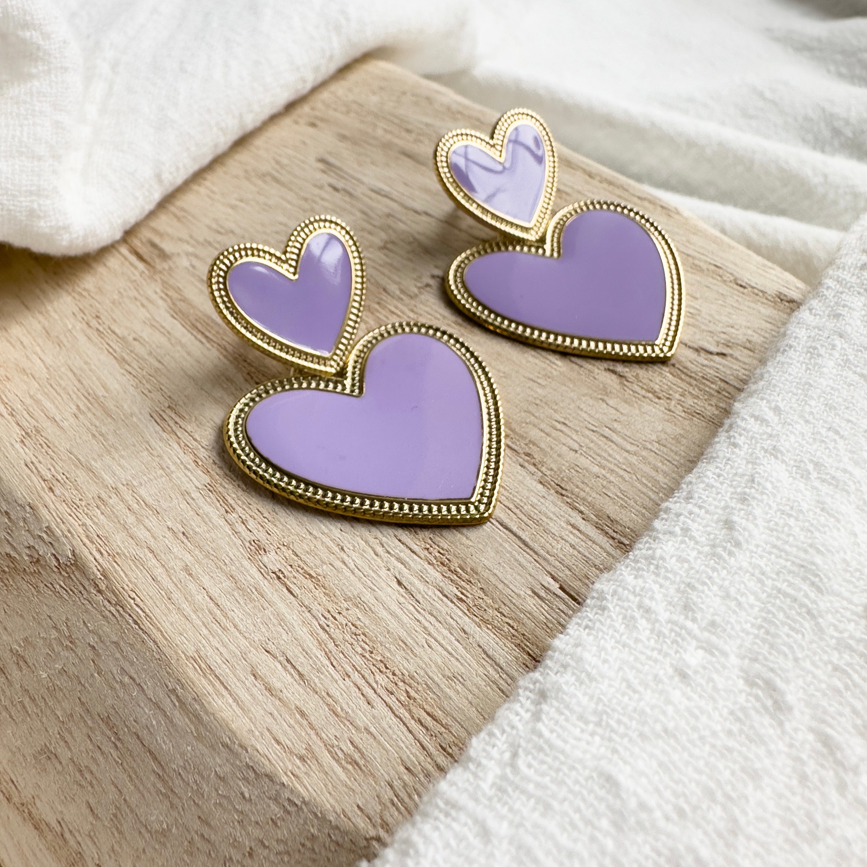 Boucles d'oreilles Valentine Parme MADEINESTEL