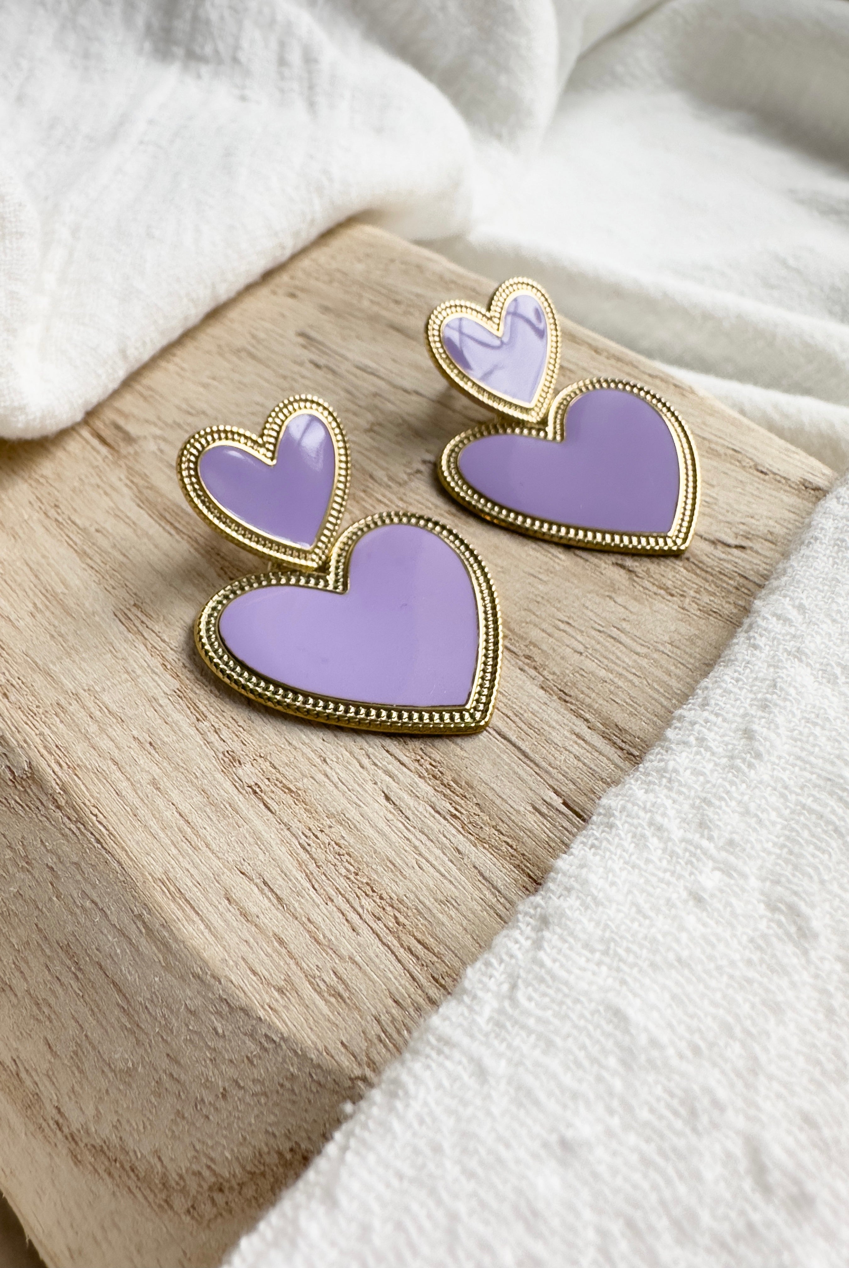 Boucles d'oreilles Valentine Parme MADEINESTEL