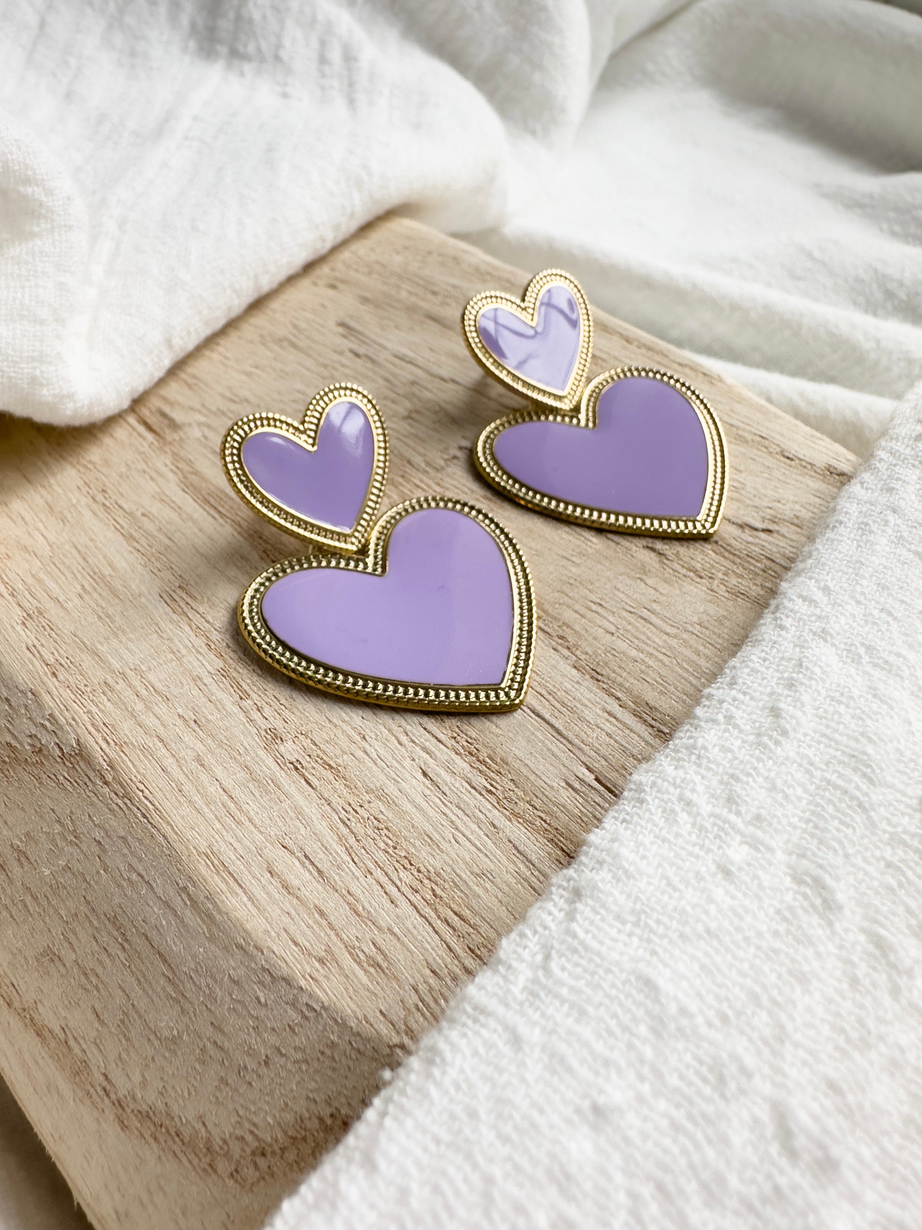 Boucles d'oreilles Valentine Parme MADEINESTEL