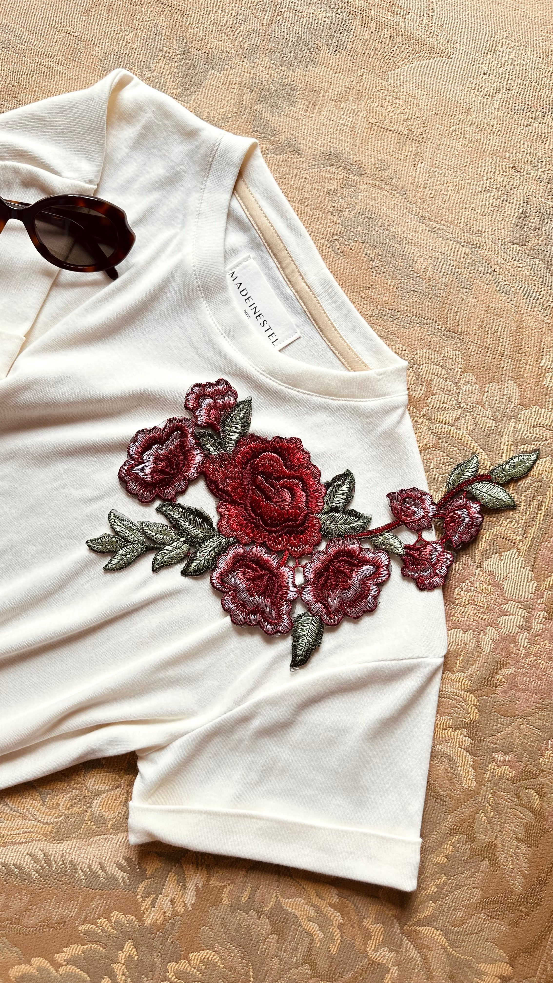 Patch broderie à coudre ou à thermocoller 8 roses MADEINESTEL