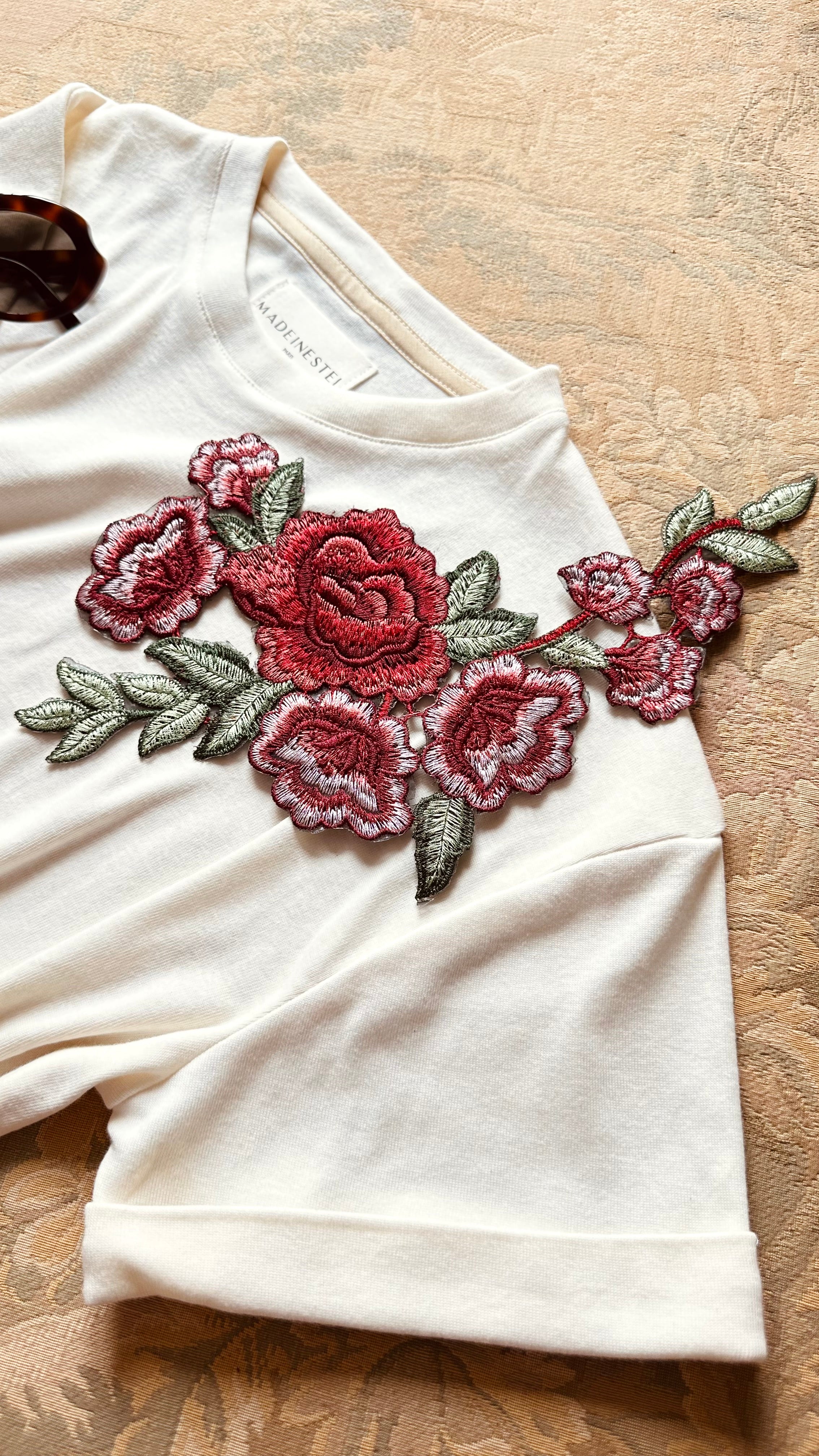 Patch broderie à coudre ou à thermocoller 8 roses MADEINESTEL