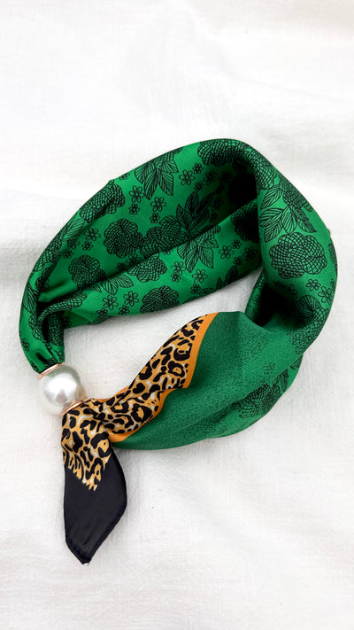 Foulard Audrey Vert et léopard