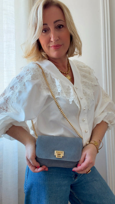 Sac Calix en cuir bleu pastel